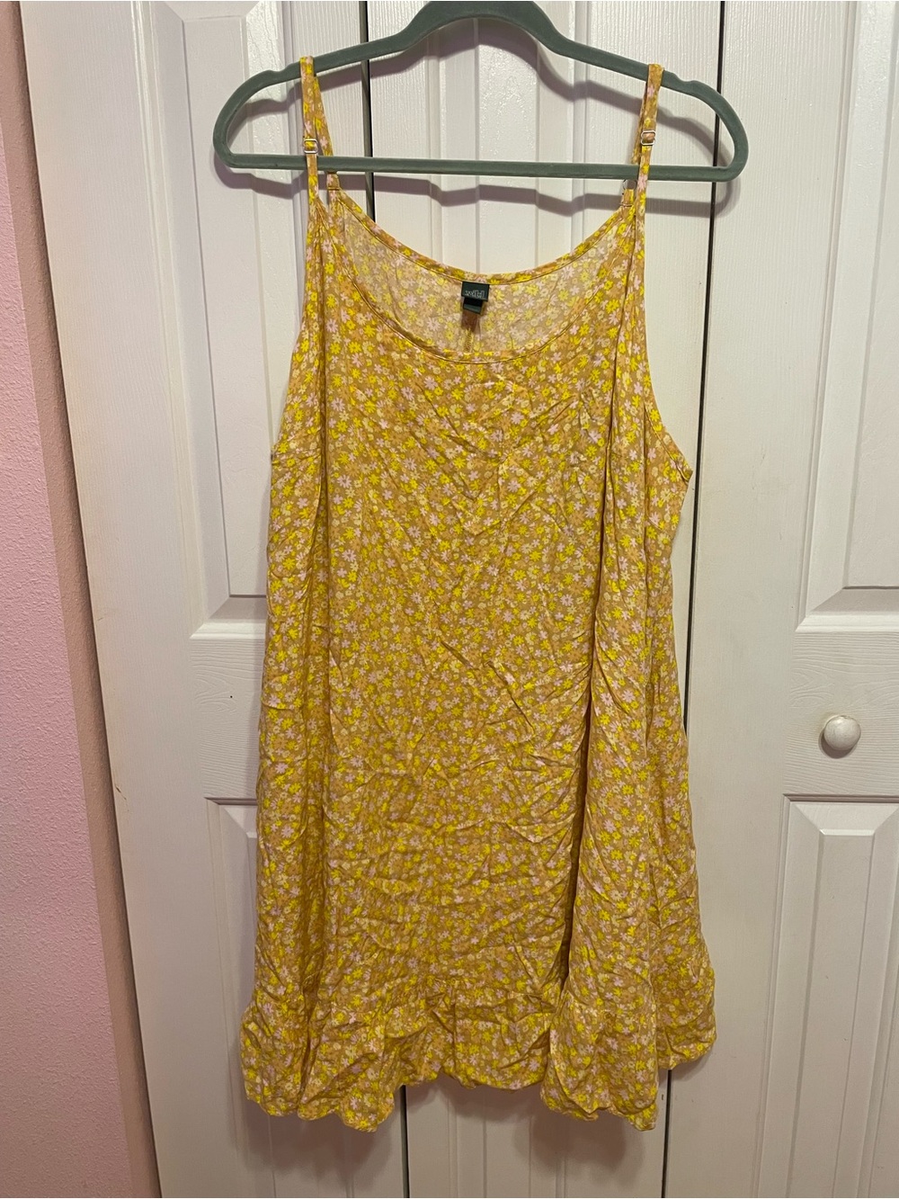 wild fable Yellow Floral Ruffle-Hem Slip Dress